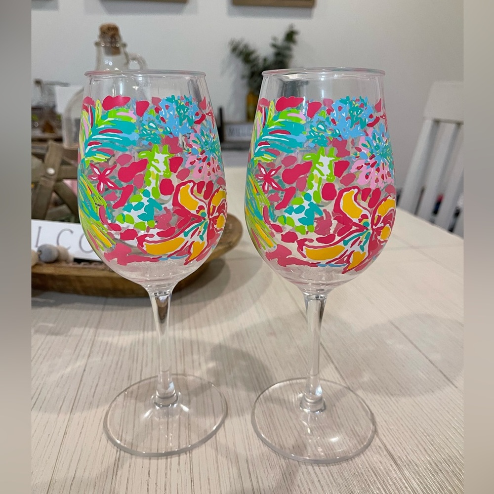 Lilly Pulitzer acrylic wine glasses
